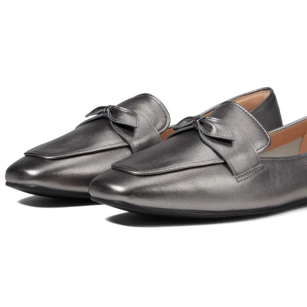 Cole Haan York Bow Loafer - Dark Silver Metallic Leather - Size 8 - New in box!